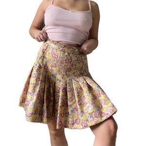 Unique Floral Thick Pleated Frilly Skirt